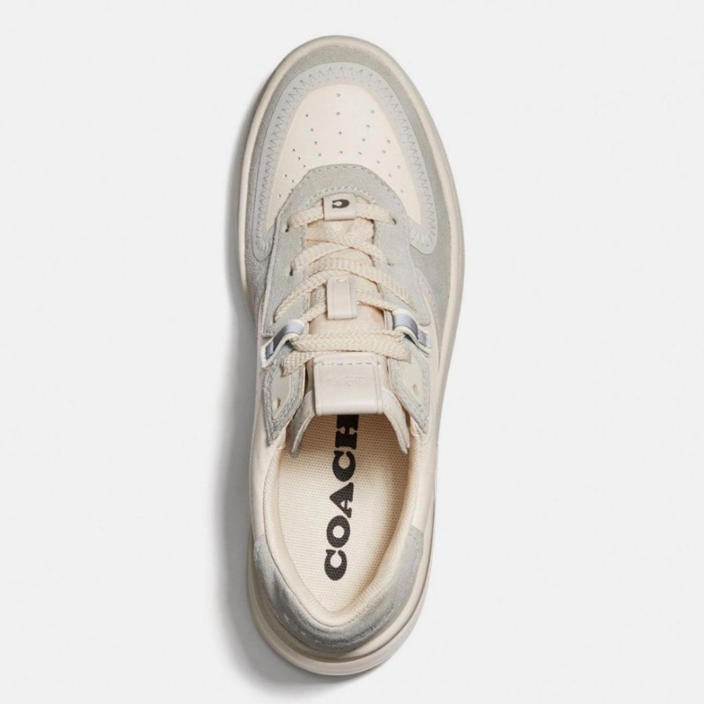 Coach Citysole Suede/Leather Court Sneakers In White/Soft Lilac - Picture 3 of 12